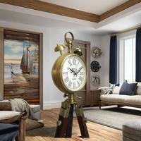 Horloge de sol en bois vintage nautique avec support de trépied antique Accessoire de décoration pour la maison