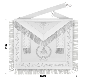 Delantal de Maestro Masón de la Logia Azul - Delantal de Maestro Masón Personalizable con Borde de Hilo Blanco y Corona, Cuero Genuino, Envío Rápido, MOQ - Product Image 4
