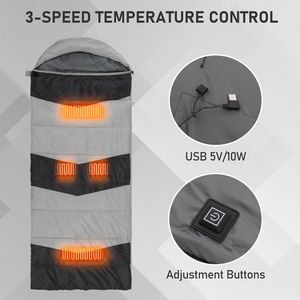 Sacco a Pelo Rettangolare Leggero con Cuscinetti Riscaldanti Multi USB, Impermeabile, Compatto, con Fodera a Busta Riscaldata - Product Image 1