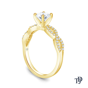 Bague de fiançailles en or 10K avec un design élégant en spirale torsadée, diamant central rond cultivé en laboratoire et pierres d'accentuation, vente en gros OEM et au détail - Product Image 5