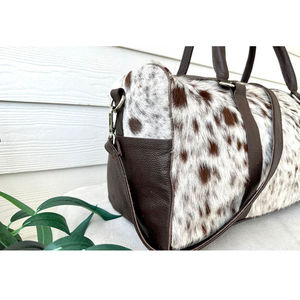 Sac de voyage en cuir de vachette, style personnalisé, sac de voyage en toile - Product Image 4