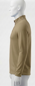 Haut à manches longues en tricot kaki pour homme, col montant, coupe classique, couleur unie, pour l'automne - Product Image 3