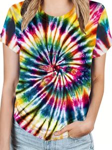 Tie Dye Print Camiseta de manga corta para mujer - Product Image 6