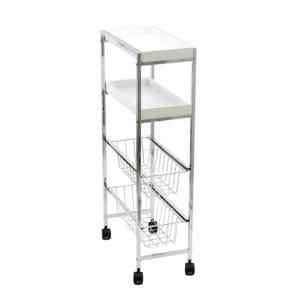 Chariot moderne à 4 tiroirs en PP avec 2 gobelets suspendus et 4 crochets pour salle de bain et cuisine, mobile et écologique - Product Image 5