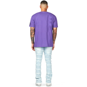Pantalon en jean de coton pour homme de haute qualité, style streetwear, coupe droite, effet usé, déchiré, effet empilé, vente en gros - Product Image 5