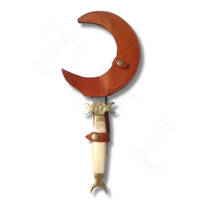 Moon <b>Knife</b> Antique Style Fighting <b>Knife</b> with Leather Sheath <b>Bone</b> <b>Handle</b> Brass Hardware <b>for</b> Display and Collection - Product Image 6