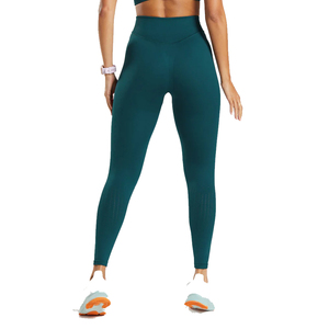 Leggings de yoga taille haute élastiques couleur vert-bleu foncé, sans coutures, à compression, grandes tailles, pour femme, tenue de sport - Product Image 3