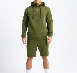Conjunto de Sudadera con Capucha y Pantalones Cortos de Verano para Hombre, Tejido de Punto Grueso, Forro Cálido, Base Sólida de Alta Densidad - Product Image 1