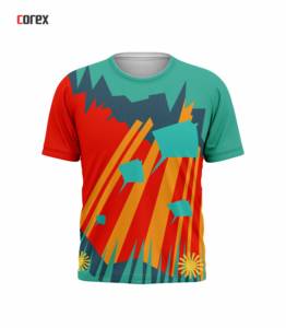 Corex <b>Geometric</b> Pattern Short Sleeve T-<b>Shirt</b> O-Neck Regular Fit Breathable Casual Men's Wear - Product Image 1