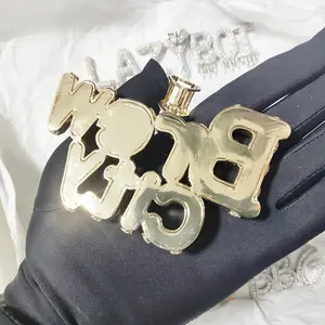 Collar de Plata con Colgante de Letra Grande Personalizada, Joyería Hip Hop, Cadena con Eslabones, Zirconia Cúbica, para Regalo de Compromiso, Venta al Por Mayor - Product Image 4