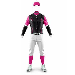 100% Polyester Made <b>Baseball</b> Jersey Long Sleeve Button Up Design with Pant <b>Baseball</b> Uniform Athletic Kit Multi Color Uniform - Product Image 5