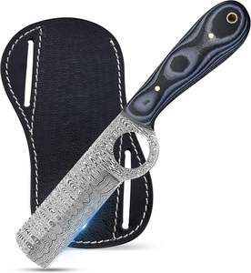 มีดคาวบอยเหล็กดามัสกัสตีขึ้นรูปด้วยมือ ด้ามไมคาร์ต้า ใบมีดแบบฟูลแทงค์ พร้อมปลอกหนังแพนเค้ก รับผลิตตามสั่ง (OEM) - Product Image 1