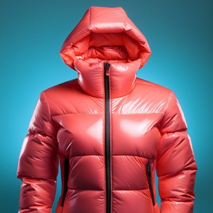 <b>Red</b> <b>Hooded</b> Stand Collar Puffer <b>Jacket</b> Windproof Filled Zipper Closure Front Casual Winter Outerwear Unisex Regular Fit Polyester - Product Image 2
