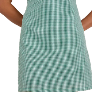 Green Plaid Sleeveless Keyhole Neck A-Line Mini <b>Dress</b> Casual Summer Wear Breathable Woven Cotton Fit Women's Short <b>Dress</b> - Product Image 6