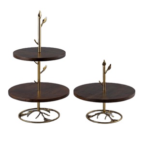 แท่นวางเค้กทำจากไม้สไตล์หรูหราดีไซน์เป็นเส้นลวดดีไซน์ฐานทองถ้วยเค้กเสิร์ฟเค้กสำหรับงานปาร์ตี้บนโต๊ะ - Product Image 1