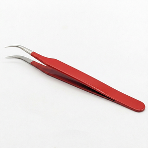 Pince à épiler TEEJAY en forme de J, finition argentée, pour volume et isolation des cils - Product Image 2