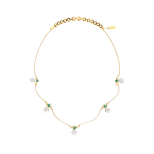 Fashion Necklace Green and White AD Stone Floral Invisible Chain - Product Image 3