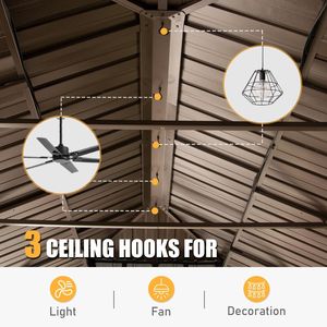 14x20FT Hardtop Galvanized Steel Gazebo Double <b>Roof</b> Aluminum Frame Permanent Metal <b>Canopy</b> Large Curtain Netting Pergola Gazebo - Product Image 4