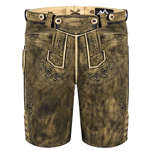 Lederhosen กางเกงขาสั้นหนังสีน้ำตาลเข้มกางเกงขาสั้นเอวยางยืดเข้ารูปเข้ารูปเป็นมิตรกับสิ่งแวดล้อมป้องกันริ้วรอย lederhosen ดีไซน์หรูหรา - Product Image 2