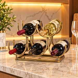 Porte-bouteilles décoratif en métal noir avec design en spirale, pour 3 bouteilles, idéal pour la maison, le bar ou la cuisine - Product Image 4