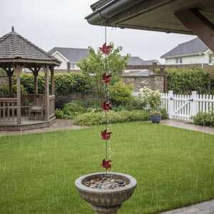 Chaîne de pluie en métal au design floral unique pour usage extérieur - Product Image 1