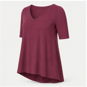 Camiseta de mujer con cuello en V y manga hasta el codo, corte en A, WTS-0144 - Product Image 4