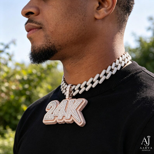 Colgante de Moissanita para Fiesta Hiphop, con Letra Iced Out, Tono Oro Rosa, Plata 925 para Hombre - Product Image 3