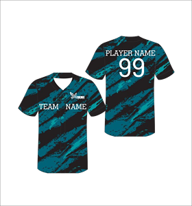 Custom Blue Black Brush Stroke Baseball Jersey Sublimation Button Up Team Uniform Moisture Wicking <b>Athletic</b> Shirt OEM - Product Image 1