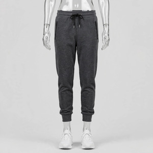 <b>Men's</b> Gray Cotton Flat Sweatpants Elastic Drawstring Casual <b>Joggers</b> Breathable Heavyweight Knitted Mid Waist Autumn OEM Service - Product Image 2