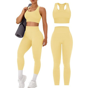Ensemble de yoga 2 pièces pour femmes grandes tailles : soutien-gorge de sport sans manches taille mi-haute et leggings en Spandex/Nylon à séchage rapide et extensibles pour l'entraînement - Product Image 3