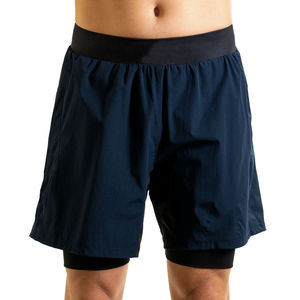 Shorts d'arts martiaux bleu marine, taille élastique, design plissé, haute qualité, unisexe, sur mesure, shorts MMA, vêtements de combat, 100% coton - Product Image 1