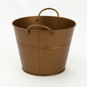 Seau en métal gris avec poignée, jardinière d'extérieur durable pour fleurs et plantes vertes, style rustique, seaux vintage - Product Image 3
