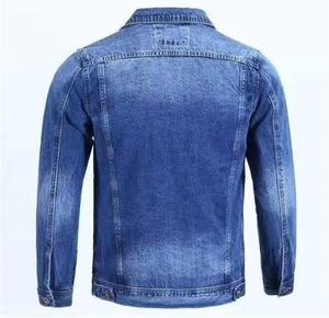 Veste en jean pour homme de haute qualité, en coton épais, noire, bleu marine, broderie personnalisée, logo surdimensionné, veste en jean pour homme - Product Image 4