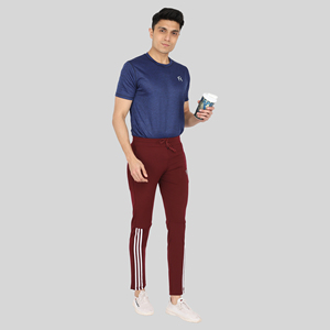 Pantalon de survêtement sportif rouge à quatre voies avec bande latérale, logo personnalisable, impression HD, délavage coloré, en Spandex/Polyester, séchage rapide, tailles homme M/L/XL - Product Image 6
