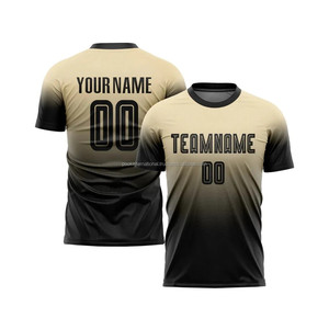 Custom Sublimated Soccer Jersey Black Gold Gradient Crew Neck Short Sleeve Moisture Wicking Adult Men's Football Shirt - Product Image 1