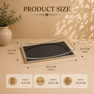 Luxury <b>Black</b> Mirror Stainless Steel Serving Tray Modern Geometric Frame Premium Decorative Display Platter for Home - Product Image 2