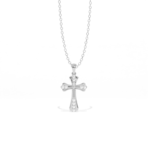 Pendentif croix en or plaqué 14 carats avec accents de diamants ronds, diamant cultivé en laboratoire Aarinya, bijoux religieux, cadeau unisexe - Product Image 3