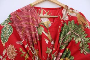 Vestido Kaftán Informal de Verano con Estampado Floral Tropical, sin Mangas, de Algodón, para Mujer, Ropa de Playa, Ropa de Estar por Casa, Textil Naaz - Product Image 5