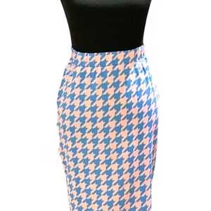 Jupe crayon pied-de-poule taille haute moulante mi-longue pour femme Jack and Jill – Tenue de bureau élégante, coupe ajustée, vente en gros sur mesure - Product Image 4