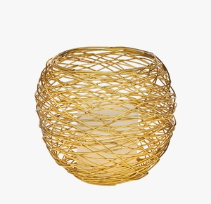 Support de bougie en fil métallique doré en gros, design nid d'abeille rond, centre de table en treillis ouvert, décoration de mariage et de maison - Product Image 1