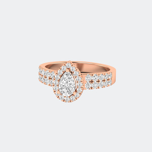 แหวนเพชรทรงลูกแพร์ 1.15 กะรัต - ดีไซน์ฮาโลแบบประดับเพชรสองชั้น - Product Image 6