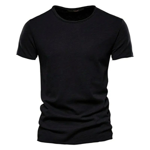 Camiseta Ligera de Punto para Hombre, Corte Regular, Color Naranja Sólido, Cuello Redondo, Manga Corta, con Logotipo Frontal, Estilo Casual - Product Image 5