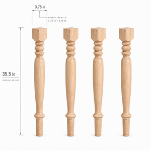 Pata de Mesa de Madera Maciza, Diseño Cónico Redondo, Estilo Tradicional para Mesa de Hogar u Oficina, Fácil Instalación - Product Image 2