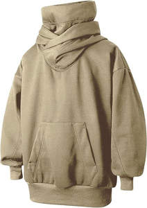 Sudadera con Capucha Extra Grande para Hombre, Azul Sólido, Algodón French Terry, Estilo Casual para Otoño, Diseño con Bolsillos, Corte Regular - Product Image 5