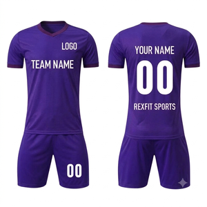 Maillot de football pour homme REXFIT SPORTS, manches courtes, col en V, séchage rapide, nom et numéro personnalisés, vêtements d'équipe, taille adulte, maillot de sport - Product Image 6