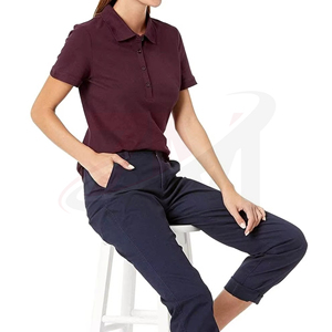 เสื้อโปโลลำลองสำหรับสุภาพสตรีผ้าฝ้ายแขนสั้นทรงปกติระบายอากาศได้ดีผ้าใส่สบายสำหรับฤดูร้อนใส่ทำงานในสำนักงาน - Product Image 1