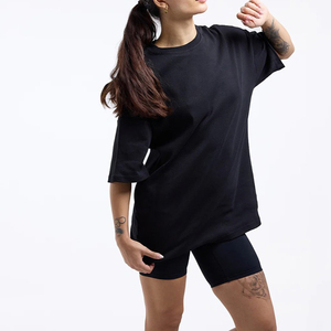 Camiseta de punto transpirable de manga corta con cuello redondo para mujer, corte regular, color liso, estilo casual urbano, hombro caído, venta al por mayor - Product Image 4