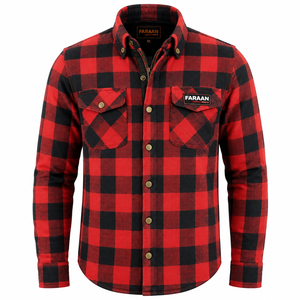 <b>Men</b>’s <b>Red</b> <b>Black</b> Buffalo Check Flannel <b>Shirt</b> Rugged Lumberjack Long Sleeve Outdoor Utility <b>Shirt</b> Snap Button Private Label Wholes - Product Image 1