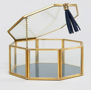Gold Heart Shape Storage <b>Box</b>, <b>Glass</b> Jewelry <b>Box</b> Collection Jewelry Mirror <b>Glass</b> Tray Decoration <b>Box</b> - Product Image 1