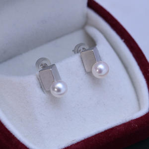 Freshwater 6-7mm White Round Strong Light Almost Flawless Pearl <b>Stud</b> <b>Earrings</b> for Women S925 <b>Silver</b> Bow Design - Product Image 4